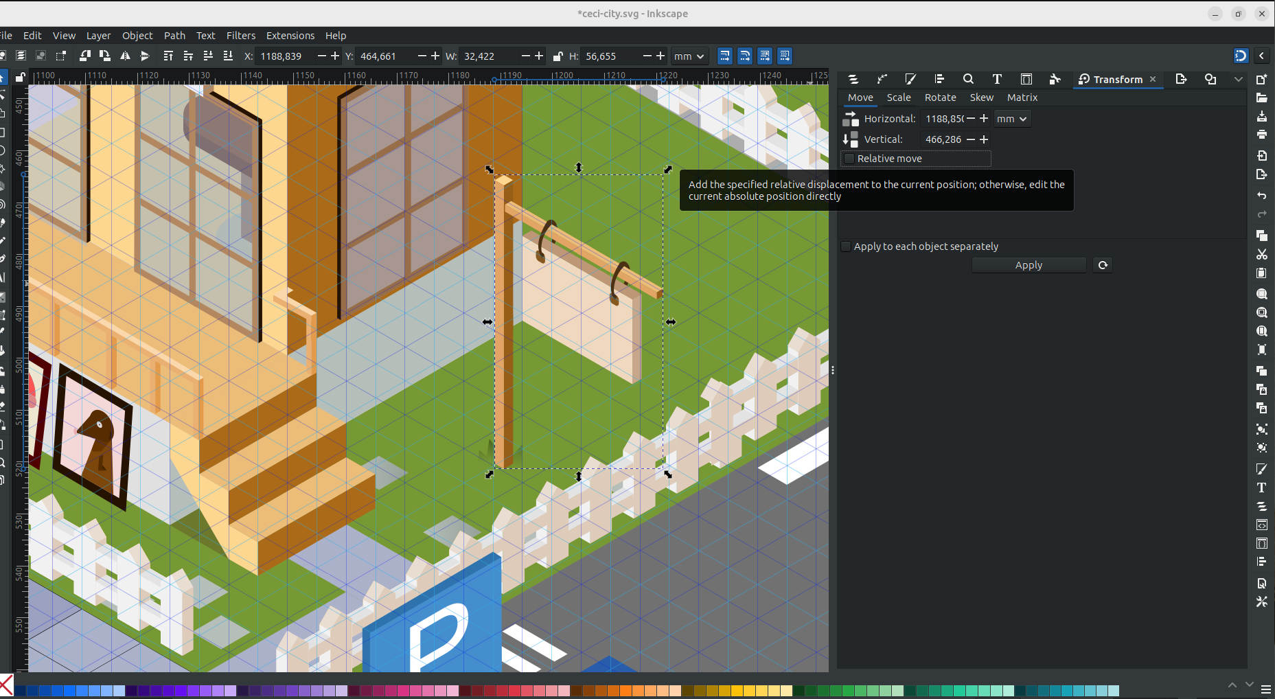 Screenshot from Inkscape with the location of the banner